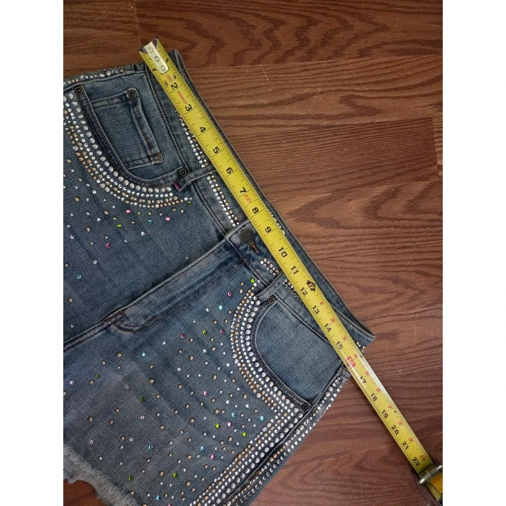 Idyllwind Miranda Lambert Studded Rhinestone Denim Shorts Blue Size 12 Cut Off